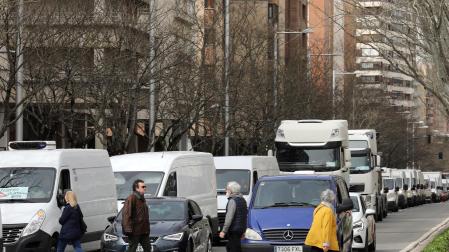 Fotos de la caravana de camiones en Pamplona