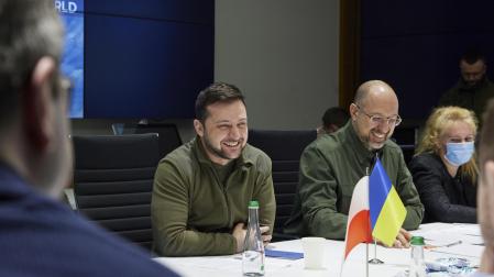 Volodymyr Zelensky, en su reunión en Kiev con los primeros ministros de Polonia, la República Checa y Eslovenia