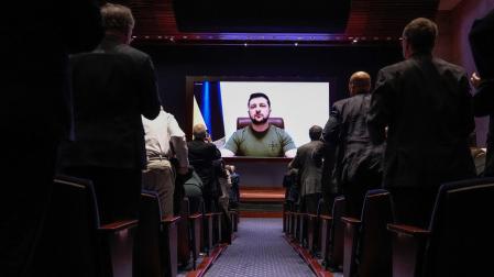 El presidente ucraniano, Volodímir Zelenski, durante su intervención este miércoles ante el Congreso de EE UU