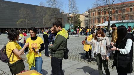 rabajadoras de 45 escuelas infantiles, convocadas por la plataforma, se han movilizado este sábado en Pamplona