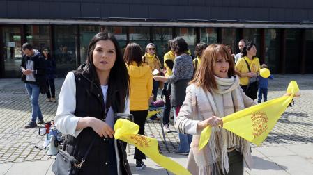 rabajadoras de 45 escuelas infantiles, convocadas por la plataforma, se han movilizado este sábado en Pamplona
