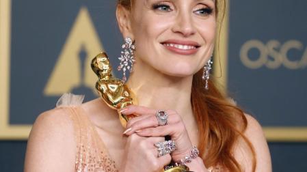 Jessica Chastain, con su Oscar a la mejor actriz