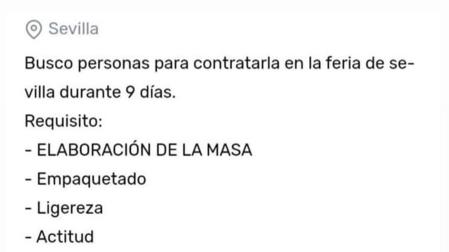 Oferta de empleo en Sevilla