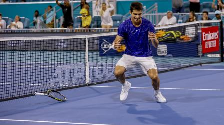 Carlos Alcaraz celebra su pase a semifinales del Masters 1000 de Miami