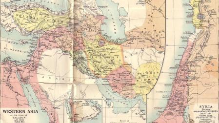 Extracto de un mapa con la ruta de Benjamín de Tudela