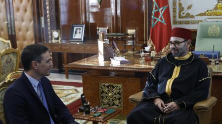 Pedro Sánchez y Mohamed VI, este jueves en el Palacio Real de Rabat