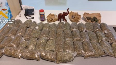 La Guardia Civil incautó en el Aeropuerto de Pamplona 47 bolsas de plástico de 3 kilogramos de peso con hojas de un árbol llamado nevesai