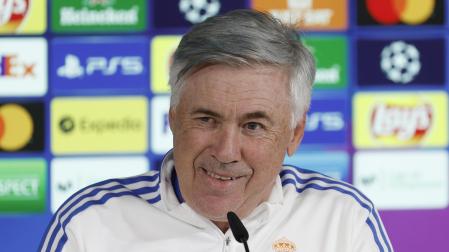 Carlo Ancelotti, técnico del Real Madrid, en una rueda de prensa anterior