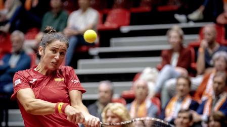 Sara Sorribes, en el partido ante Arantxa Rus