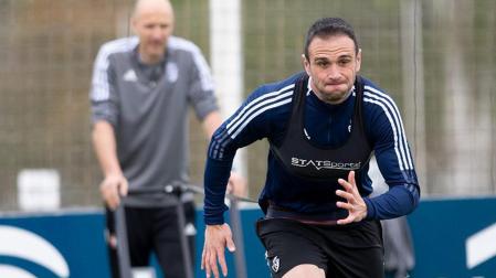 Kike García, en el entrenamiento de este lunes