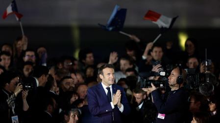 Emmanuel Macron, ha festejado este domingo junto a sus seguidores la victoria en la segunda vuelta de las elecciones presidenciales