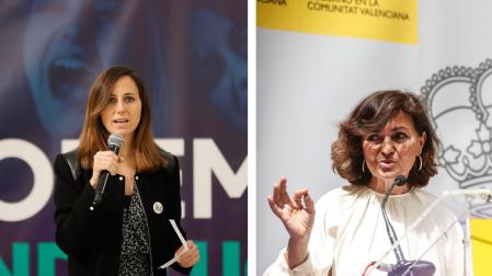 Imagen de Ione Belarra (izda.) y Carmen Calvo (dcha.)