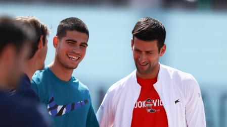 Carlos Alcaraz y Novak Djokovic, juntos en Madrid
