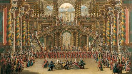 Final de la ópera ‘Nitteti’ en el Real Teatro del Buen Retiro, Madrid 1756. Obra de Francesco Bataglioli