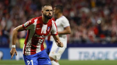 Yannick Carrasco celebra el gol del Atlético