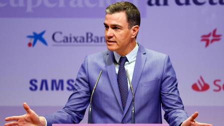 El presidente del Gobierno, Pedro Sánchez, durante la inaugiración de la segunda edición de las Jornadas de Fondos Europeos de Recuperación