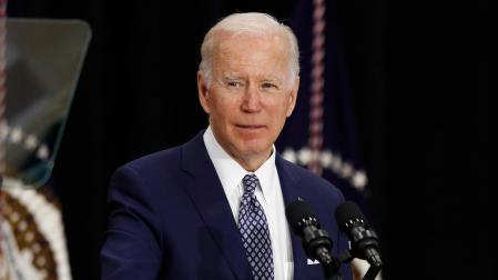 El presidente de Estados Unidos, Joe Biden, en la rueda de prensa tras visitar el supermercado de Buffalo en la que se produjo el tiroteo racista