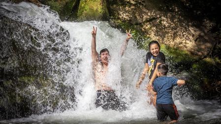 Imagen veraniega registrada ayer en el río de Huarte