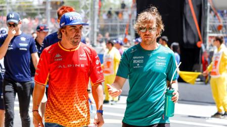 Vettel y Fernando Alonso en el Gran Premio de España