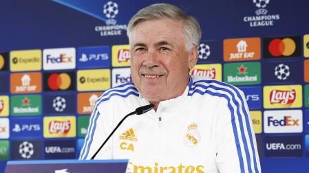 El técnico italiano, Carlo Ancelotti, durante la rueda de prensa del Media Day del Real Madrid