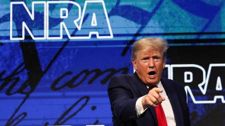 El expresidente de EE.UU. Donald Trump, durante su intervención en la convención anual de la Asociación Nacional del Rifle (NRA, en inglés)