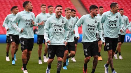 Argentina, con Messi al frente, antes de jugar en Wembley