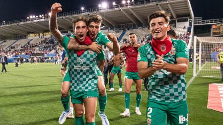 Íñigo Eguaras y Aitor Buñuel, en la celebración del ascenso del Almería