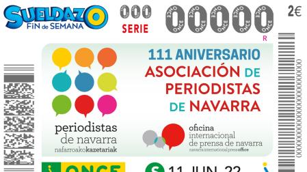 Cupón de la ONCE dedicado a la Asociación de Periodistas de Navarra