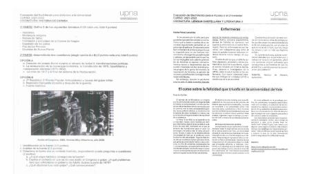 Exámenes de Historia de España y Lengua Castellana y Literatura