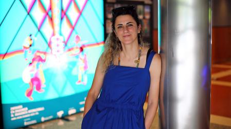 Beatriz Sanchís, ayer, en los cines Golem de Pamplona, donde inauguró la 36ª Muestra de Cine y Mujeres.