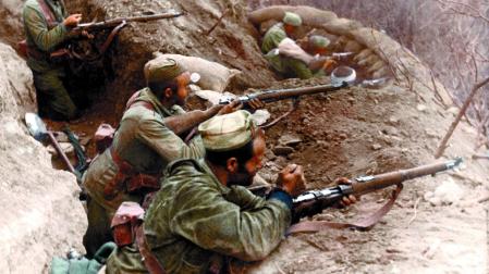 Trinchera republicana en la batalla del Ebro.