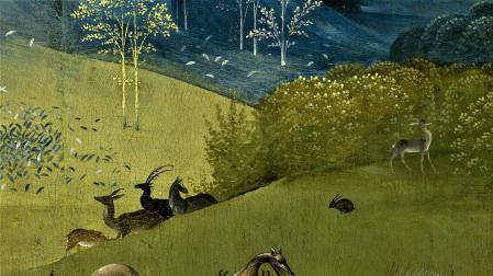 Paisaje con fauna, detalle de El Jardín de las Delicias (Jerónimo Bosch, el Bosco, 1474–1516)