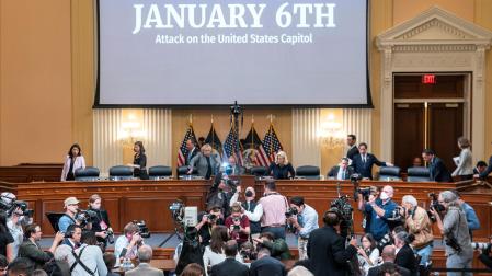 Un momento de la sesión del comité de la Cámara baja de EEUU, que investiga el asalto al Capitolio