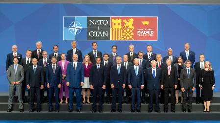 Fotografía de familia de los mandatarios minutos antes del comienzo de la Cumbre de la OTAN 2022 en Madrid