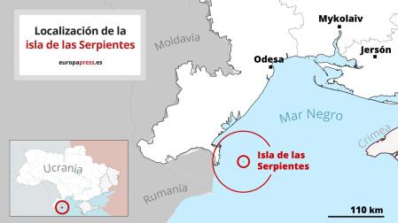 Mapa con la localización de la isla de la Serpientes en Ucrania
EUROPA PRESS
30/06/2022