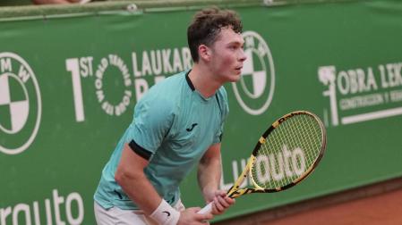 Iñaki Montes de la Torre, durante la final frente al australiano Akira Santillan en el ITF de Mungia