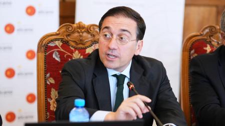 José Manuel Albares inaugura el curso de la Universidad Internacional Menéndez Pelayo, 'El mundo tras la guerra de Ucrania', en el Palacio de la Magdalena, este lunes 4 de julio