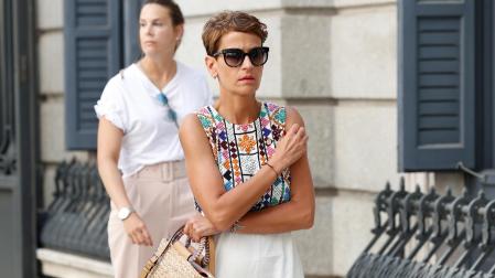 La presidenta del Gobierno de Navarra, María Chivite, a la entrada al Congreso, este martes