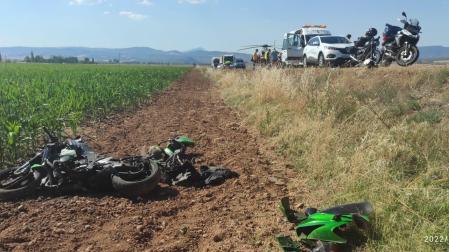 Estado en el que ha quedado la motocicleta tras la salida de vía