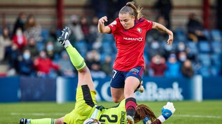 María Blanco, en un partido el pasado abril en Tajonar frente al DUX Logroño