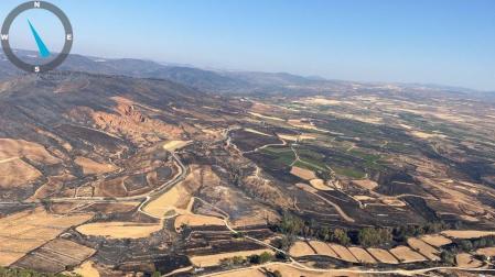Imagen aérea del incendio de Ateca (Zaragoza)