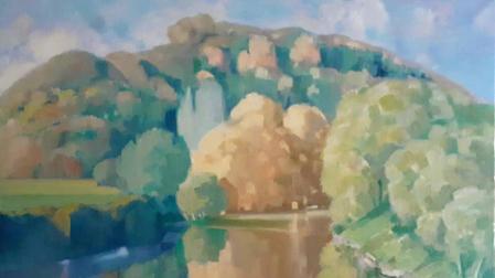 Un bonito paisaje en esta pintura del artista Jose Mª Apezetxea, que expone este verano en Erratzu