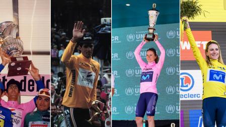 Induráin, Giro de Italia 93, Induráin, Tour de Francia 93, Van Vleuten, Giro de Italia 22 y Van Vleuten, Tour de Francia 22