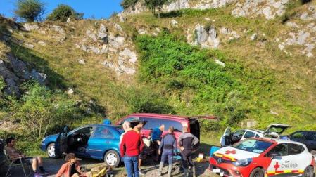 Rescatado ileso un espeleólogo guipuzcoano en la cueva Gándara de Soba