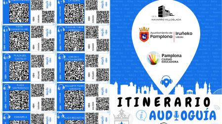 Códigos QR con los destinos para las audioguías que se ofrecen en la iniciativa municipal 'Pamplodcast'