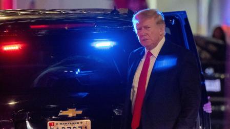 Donald Trump, a su llegada a la Torre Trump un día después del registro