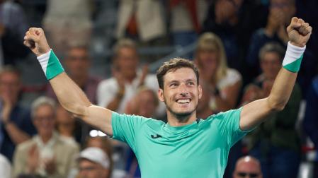 Carreño celebra su victoria ante Evans
