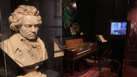 Vista del busto de Beethoven, situado en la exposición permanente de la 'Casa de la Música' de Viena
