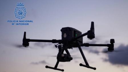 Imagen del dron empleado para control de la seguridad aérea durante los partidos de Osasuna en el estadio de El Sadar