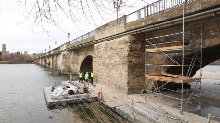 El puente de Tudela, durante las obras
